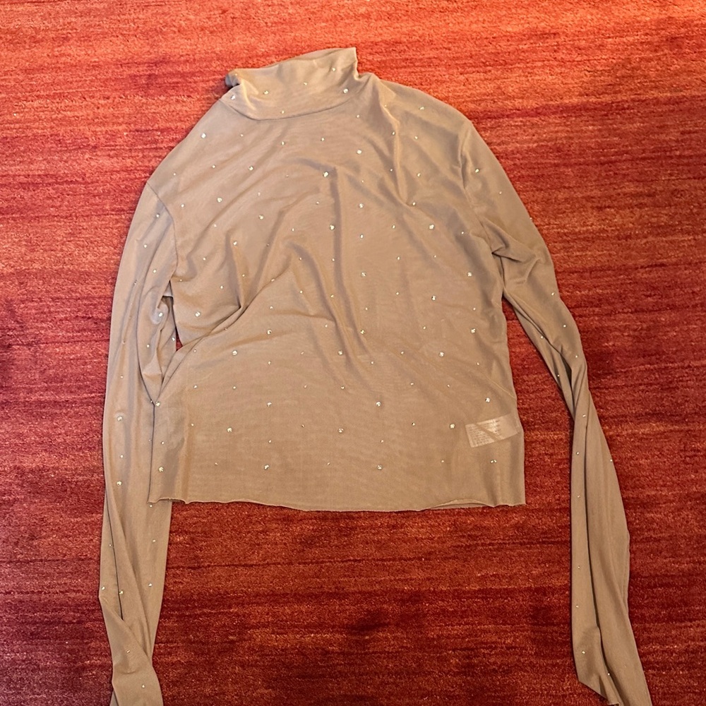 Sheer mesh rhinestone wild fable Turtleneck size M